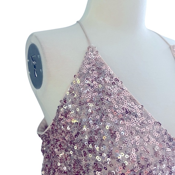 Belle Badgley Mischka Gold Wrap Spaghetti Strap Gown Sz 10 - Picture 11 of 12